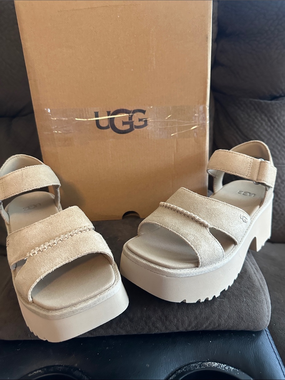 UGG New Heights Ankle Strap Sandals in Mustard